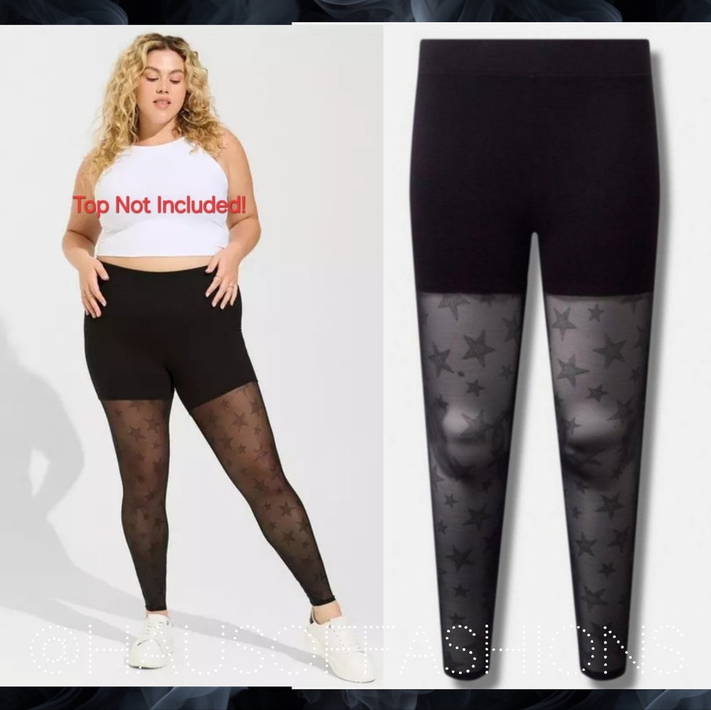 TORRID Star Pattern Mesh Black Full Length Leggings!